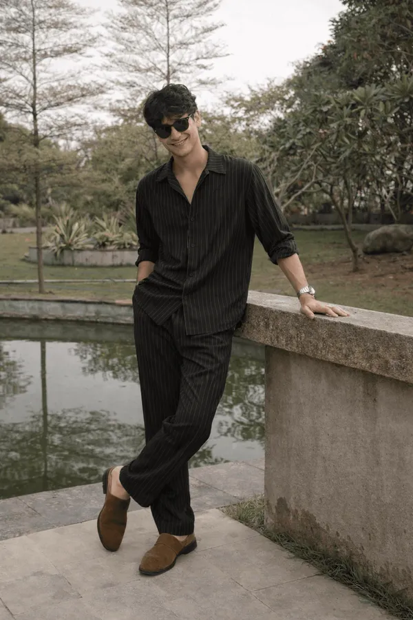 Cotton__Linen_Black_Line_Co-Ord_Set
