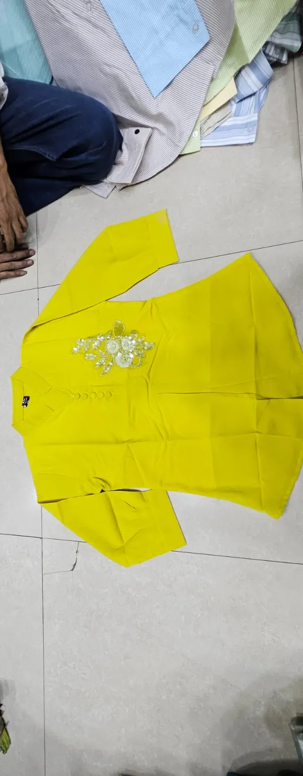 Yellow_Crepe_Formal_Embellished_Top_For_Women