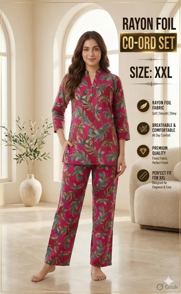 Red_Rayon_Foil_Floral_Print_Relaxed_Co_Ord_Set_For_Women