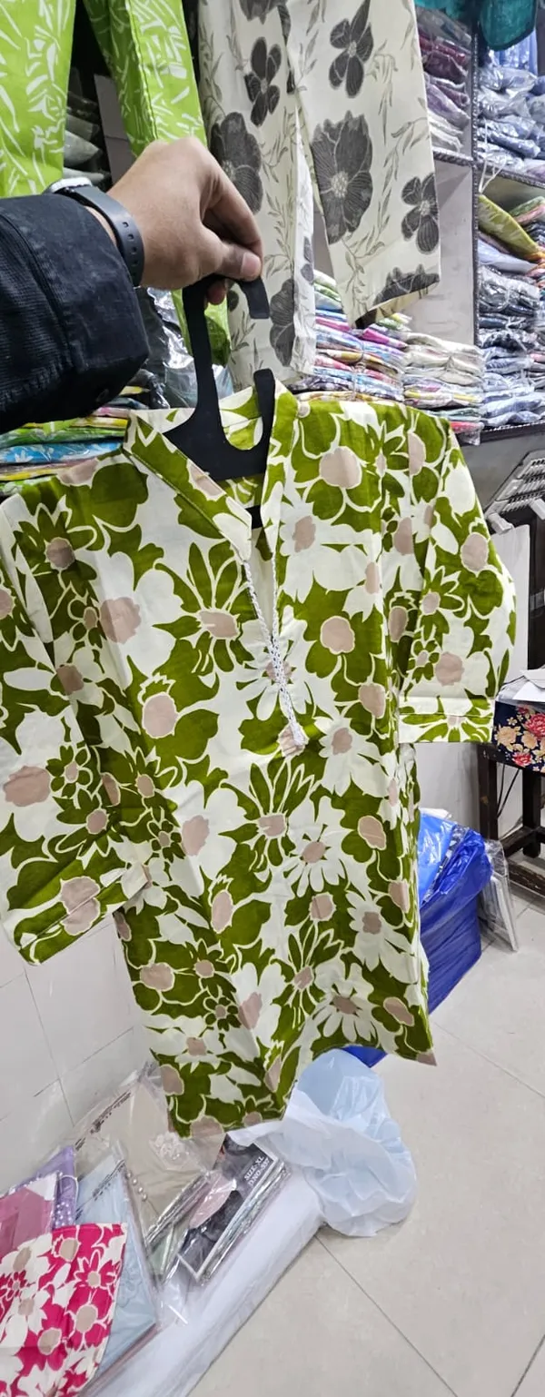 Green_Cotton_Floral_Print_Kurti_For_Women