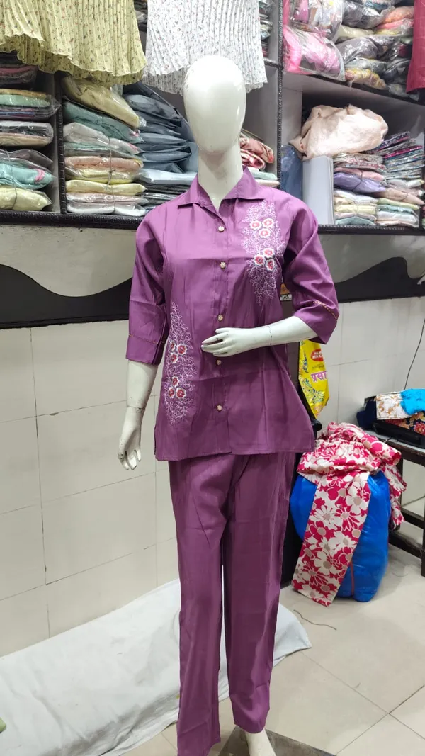 Purple_Silk_Embroidered_Shirt_And_Trouser_Set_For_Women