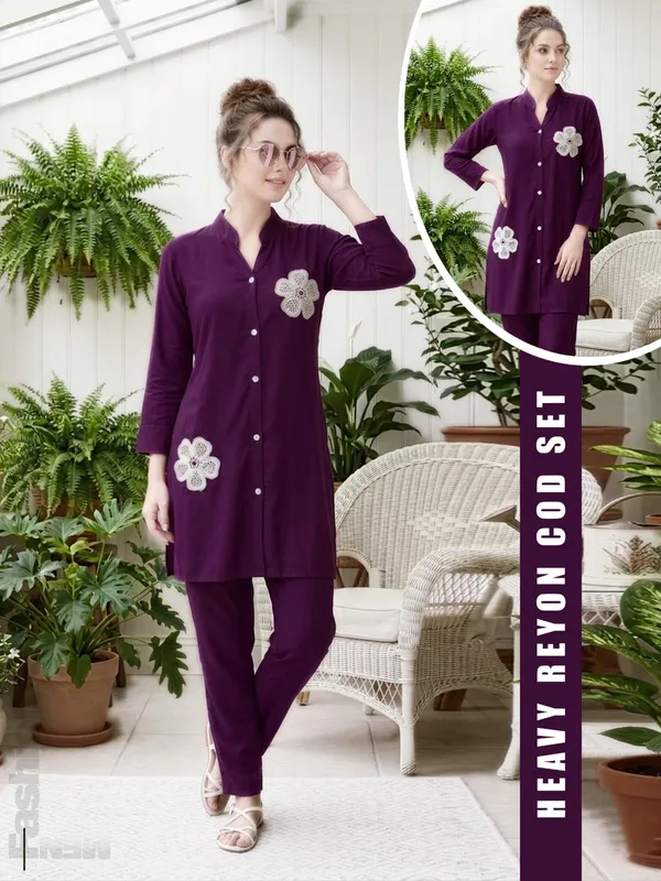 Purple_Rayon_Floral_Embroidered_Kurta_Pant_Set_For_Women