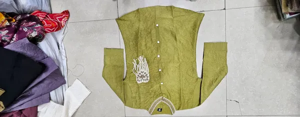 Green_Crepe_Sleeveless_Button_Down_Shirt_For_Women