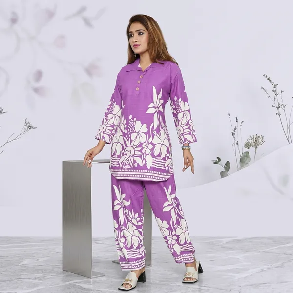 Purple_Slub_Cotton_Floral_Print_Kurta_Pajama_Set_For_Women