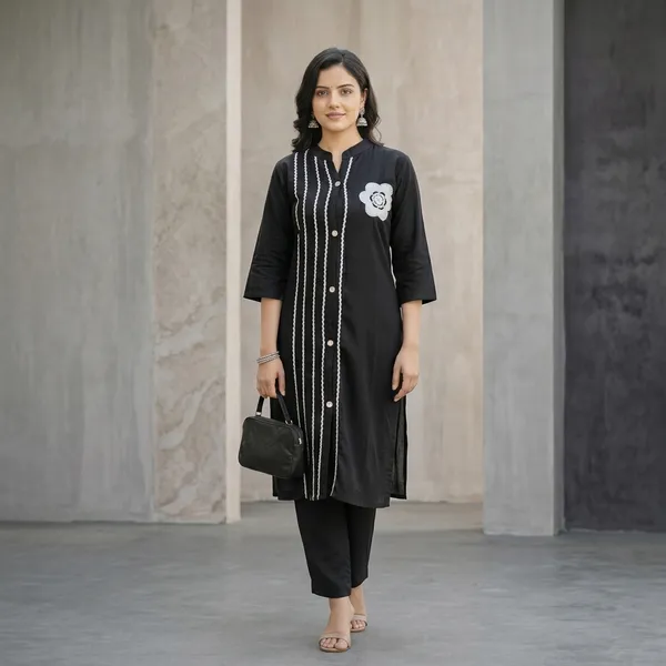 Black_Rayon_Embroidered_Straight_Kurta_Set_For_Women