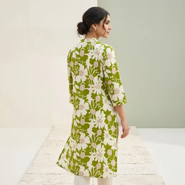 Green_Cotton_Floral_Print_Kurti_For_Women