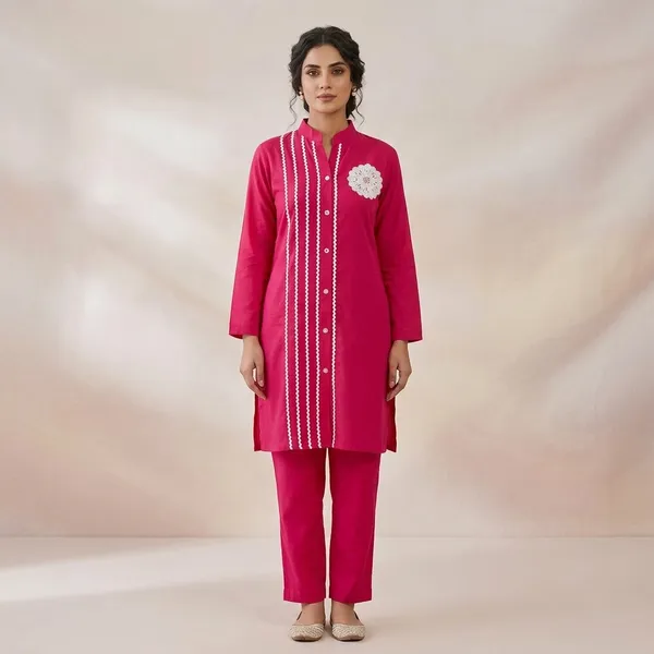 Pink_Rayon_Embroidered_Straight_Kurta_With_Pants_Set_For_Women