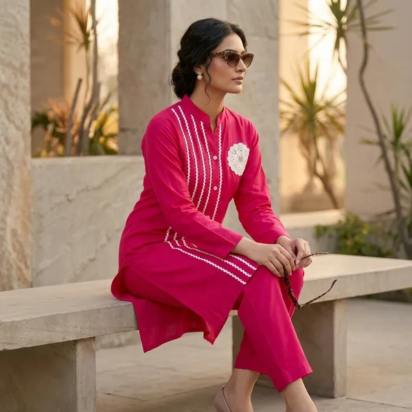 Pink_Rayon_Embroidered_Straight_Kurta_With_Pants_Set_For_Women