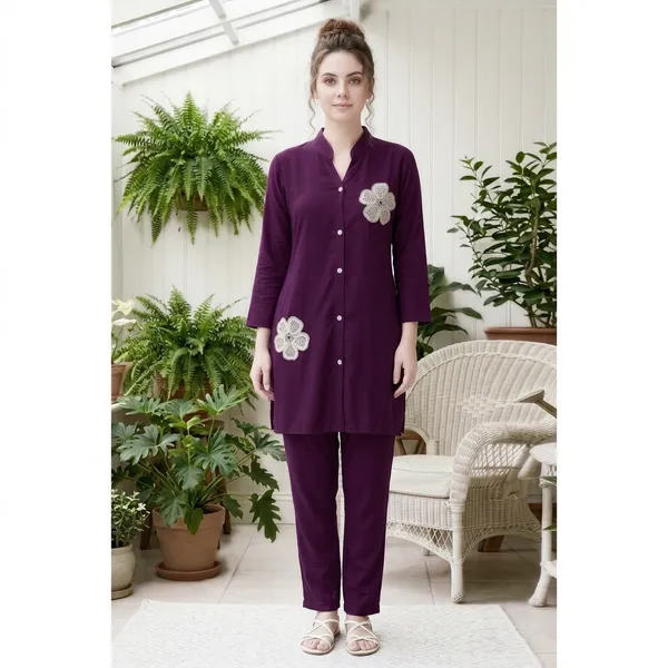 Purple_Rayon_Floral_Embroidered_Kurta_Pant_Set_For_Women