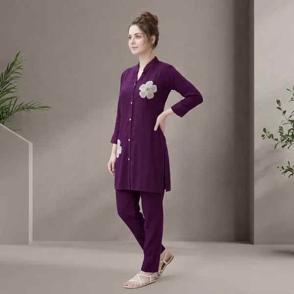 Purple_Rayon_Floral_Embroidered_Kurta_Pant_Set_For_Women