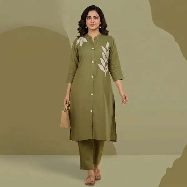 Olive_Green_Rayon_Straight_Floral_Embroidered_Kurta_Set_For_Women