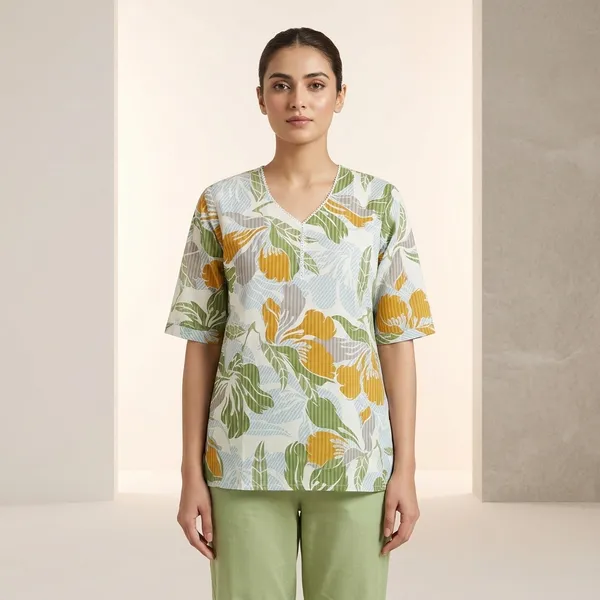 Yellow_Green_Cotton_Relaxed_Floral_Print_Casual_Shirt_For_Women