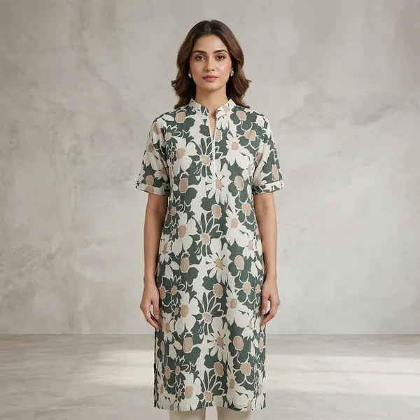 Grey_Cotton_Floral_Print_Kurti_For_Women