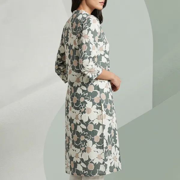Grey_Cotton_Floral_Print_Kurti_For_Women