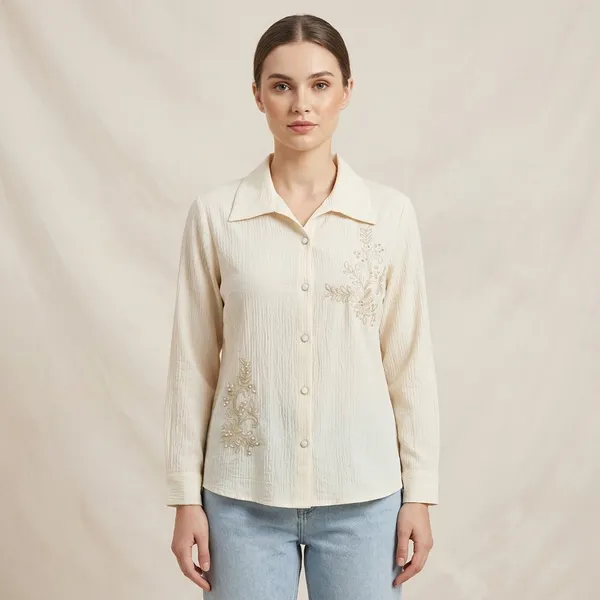 Cream_Crepe_Relaxed_Floral_Embroidered_Shirt_For_Women
