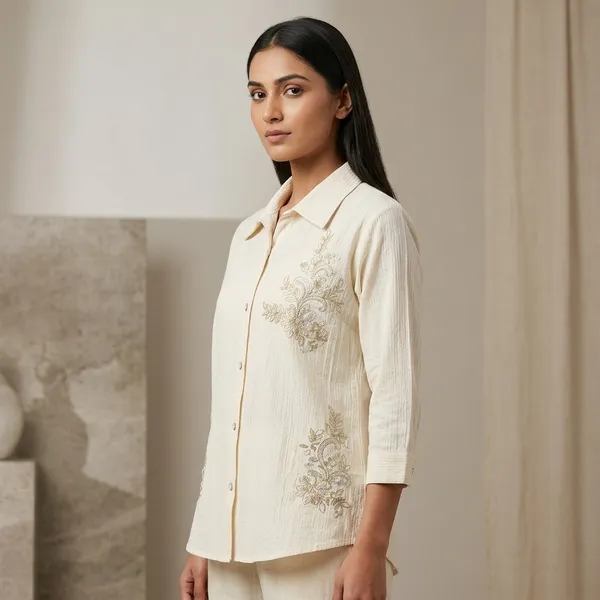 Cream_Crepe_Relaxed_Floral_Embroidered_Shirt_For_Women