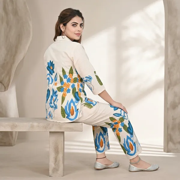 Cream_Khadi_Cotton_Floral_Print_Co_Ord_Set_For_Women