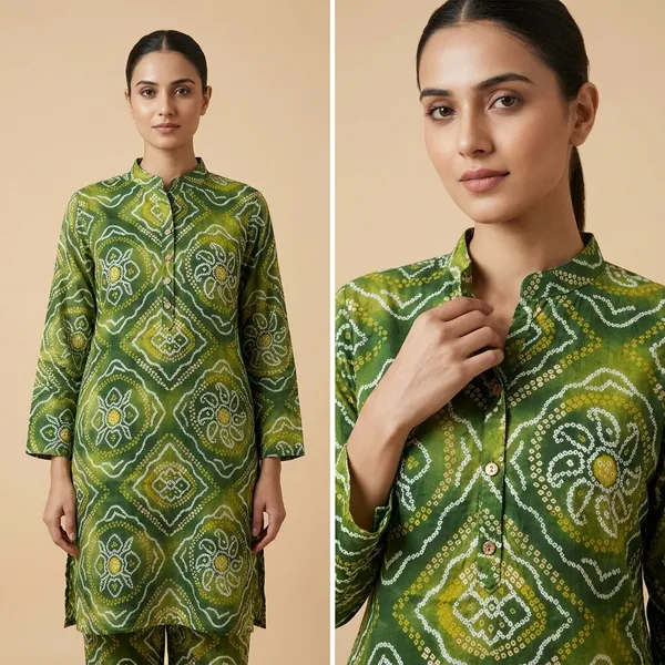 Green_Cotton_Straight_Bandhani_Print_Kurta_Pyjama_Set_For_Men