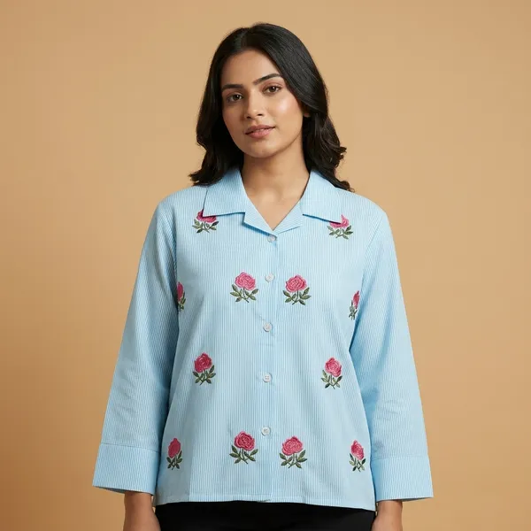 Sky_Blue_Cotton_Full_Sleeve_Floral_Embroidered_Top_For_Girls