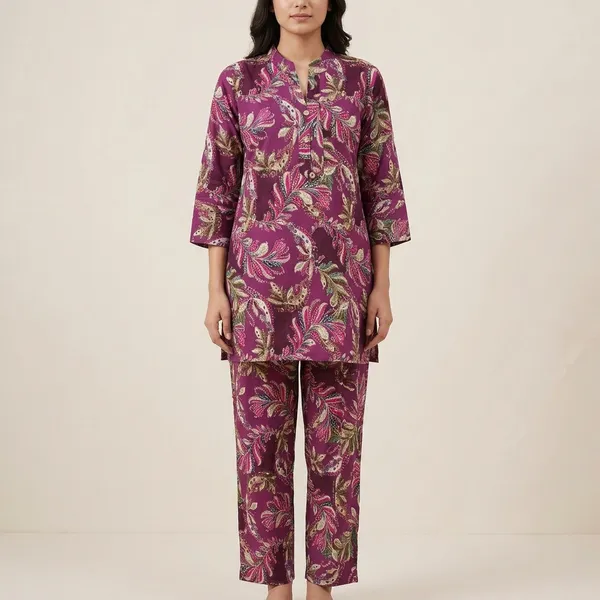 Purple_Cotton_Relaxed_Paisley_Print_Kurta_Pajama_Set_For_Women