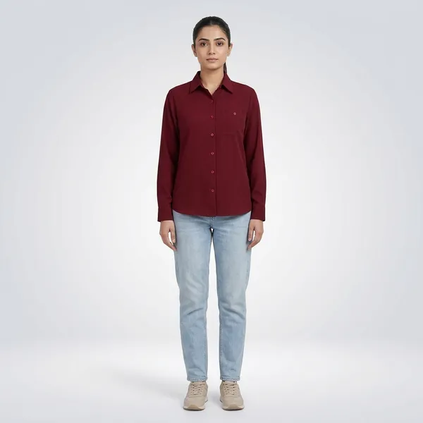 Maroon_Crepe_Regular_Full_Sleeve_Shirt_For_Women