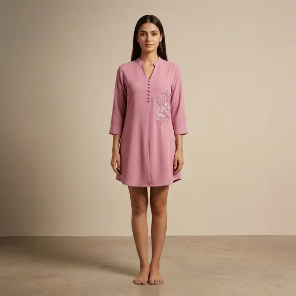 Pink_Crepe_A_Line_Floral_Embroidered_Kurti_For_Women