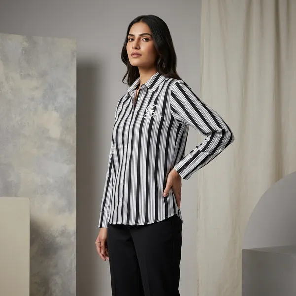 Black_White_Striped_Cotton_Regular_Full_Sleeve_Shirt_For_Women