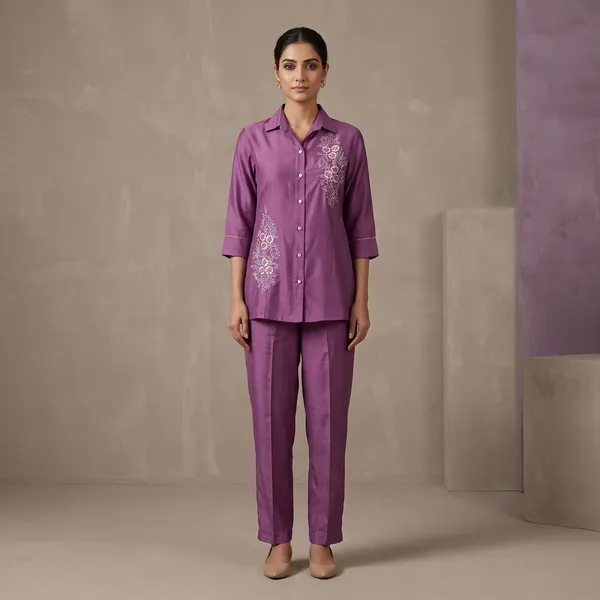Purple_Silk_Embroidered_Shirt_And_Trouser_Set_For_Women