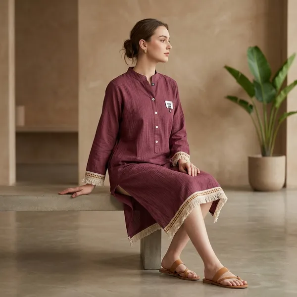 Brown_Crepe_Relaxed_Embroidered_Kurta_For_Women