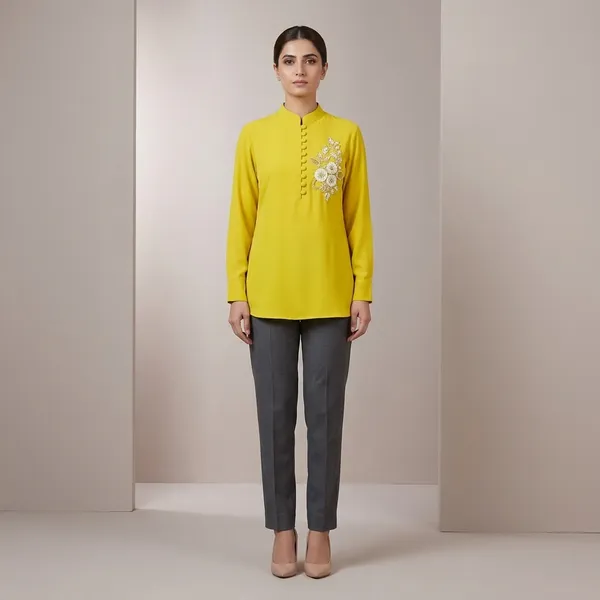 Yellow_Crepe_Formal_Embellished_Top_For_Women