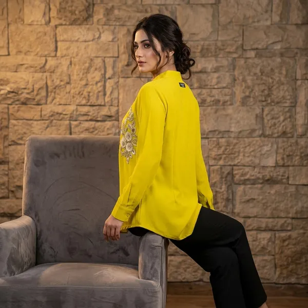 Yellow_Crepe_Formal_Embellished_Top_For_Women