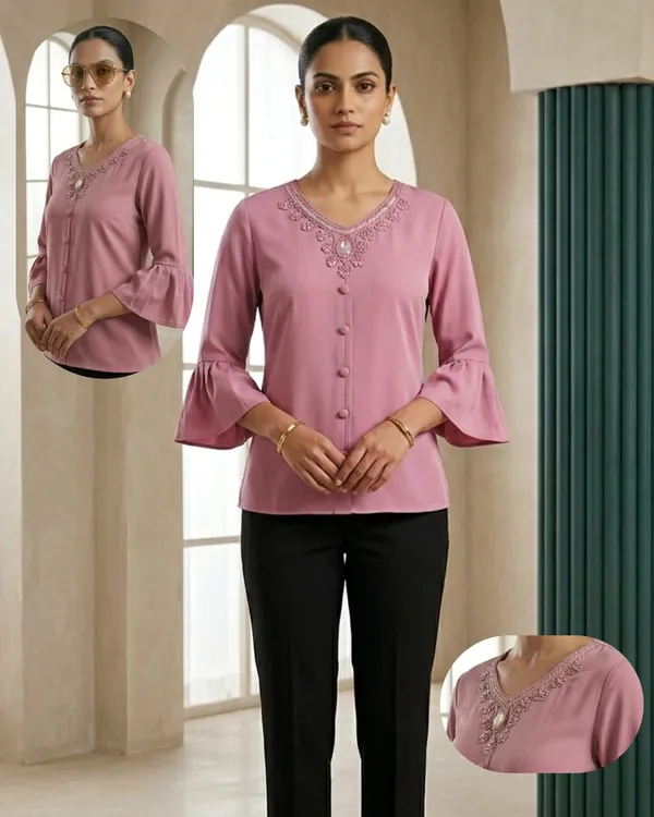 Pink_Crepe_Bell_Sleeve_Embroidered_Top_For_Women