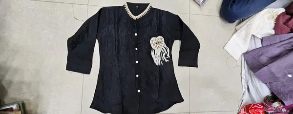 Black_Crepe_Relaxed_Embroidered_Pocket_Shirt_For_Women