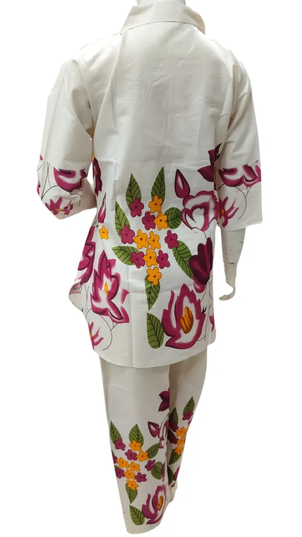White_Khadi_Cotton_Relaxed_Floral_Print_Tunic_Set_For_Women