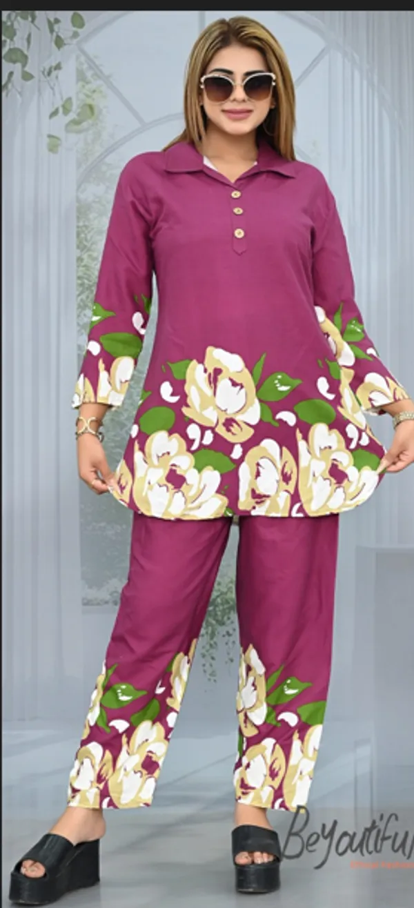 Purple_Cotton_Relaxed_Floral_Print_Tunic_Set_For_Women