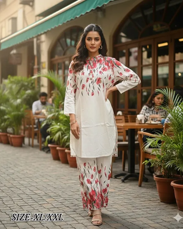 White_Khadi_Cotton_Floral_Print_Kurta_Set_For_Women