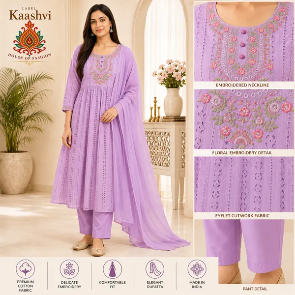 Lavender_Bloom_Cotton_Kurta_Pant_Dupatta_For_Women