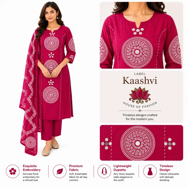 Rani_Pink_Cotton_Kurta_Pant_Dupatta_For_Women