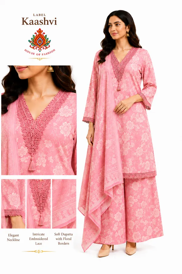 Rose_Pink_Cotton_Jaipuri_Kurta_Palazzo_Dupatta_For_Women