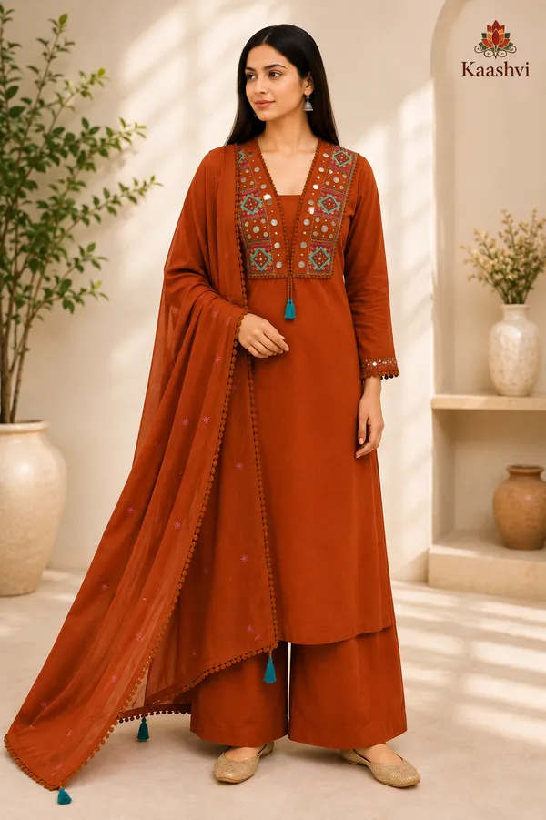 Kesar_Dust_Cotton_Kurta_Palazzo_Dupatta_For_Women