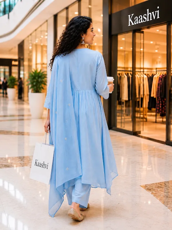 Sky_Blue_Cotton_Kurta_Pant_Dupatta_For_Women