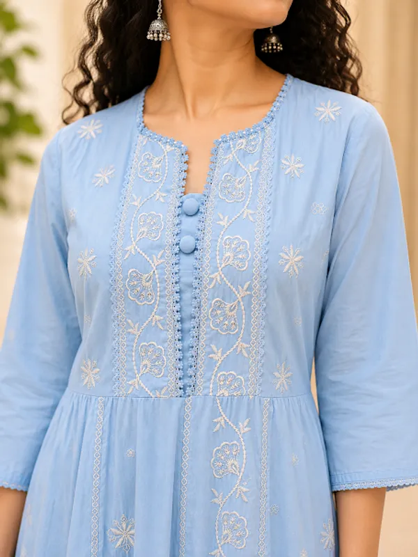 Sky_Blue_Cotton_Kurta_Pant_Dupatta_For_Women