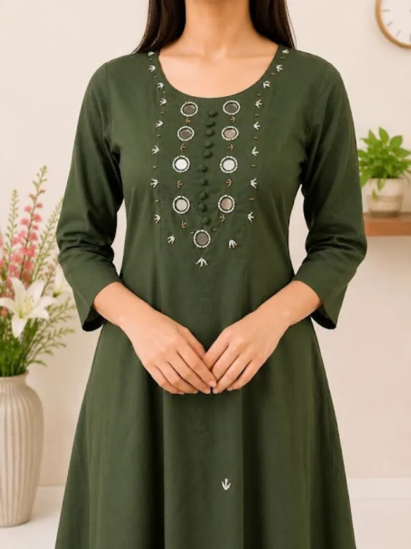 Forest_Olive_Green_Cotton_Kurta_Pant_Dupatta_For_Women