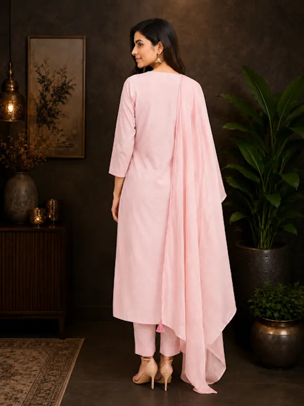 Baby_Pink_Cotton_Kurta_Pant_Dupatta_For_Women