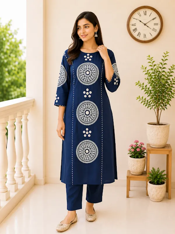 Royal_Indigo_Cotton_Kurta_Pant_Dupatta_For_Women