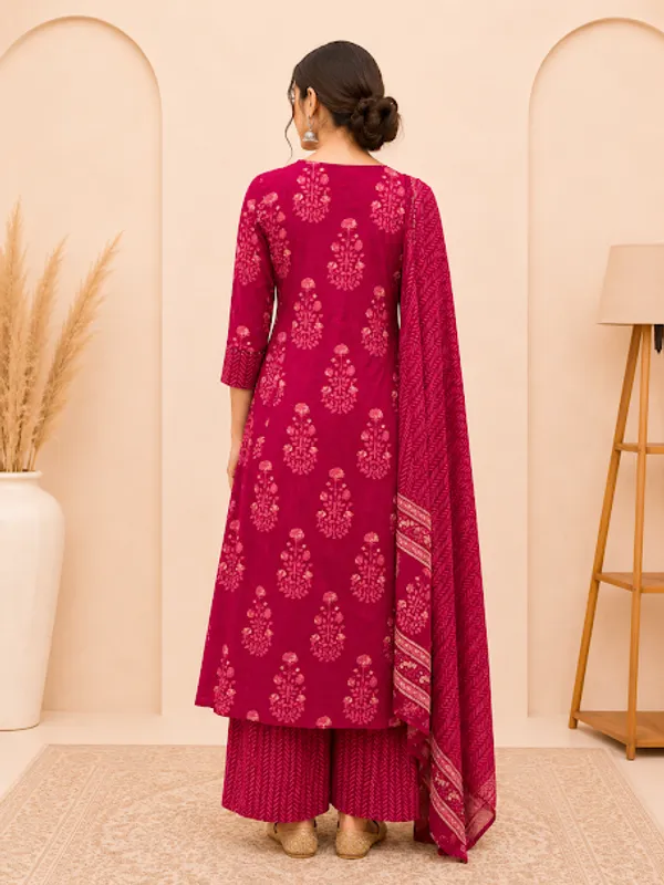 Wine_Pink_Cotton_Kurta_Palazzo_Dupatta_For_Women