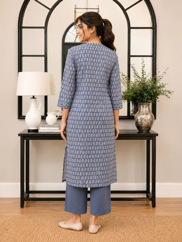 Slate_Blue_Cotton_Kurta_Pant_Dupatta_For_Women