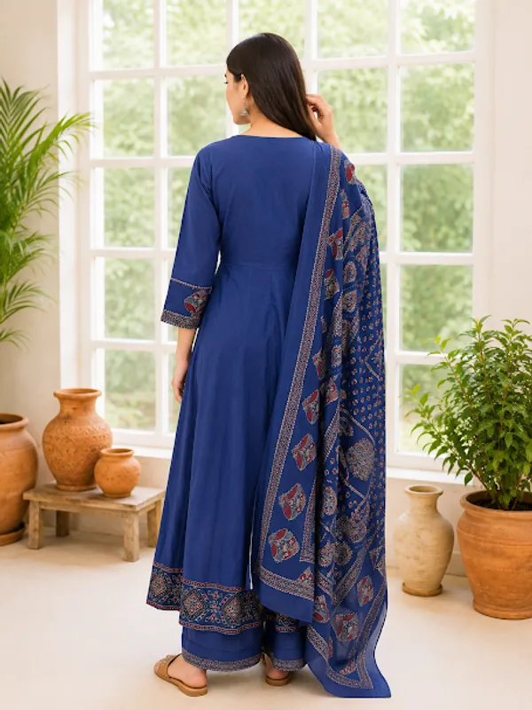 Ajrakh_Blue_Cotton_Kurta_Palazzo_Dupatta_For_Women