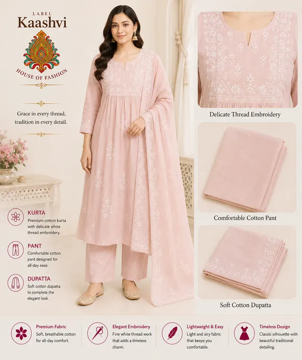Soft_Rose_Pink_Cotton_Kurta_Pant_Dupatta_For_Women