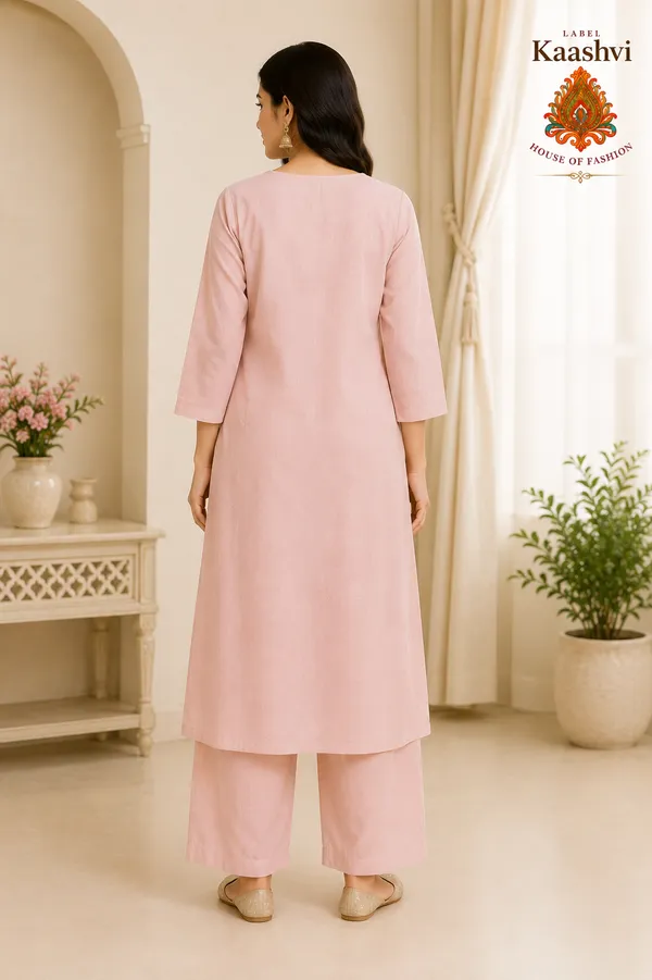 Soft_Rose_Pink_Cotton_Kurta_Pant_Dupatta_For_Women
